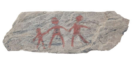 Ancient petroglyph rock art family. Bronze ageの写真素材