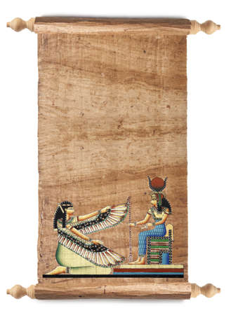Scroll with Egyptian gods images - Pharaoh. Object over whiteの写真素材