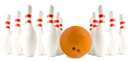 White bowling pin isolated over white backgroundの写真素材