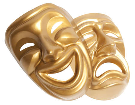 Comedy  and  Tragedy theatrical mask isolated on a white backgroundの写真素材