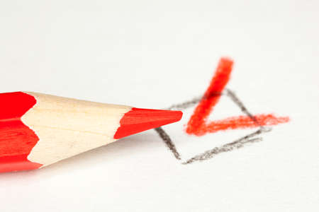 Red pencil used for votingの写真素材
