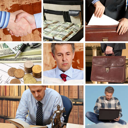 Set of image with business people during workの写真素材