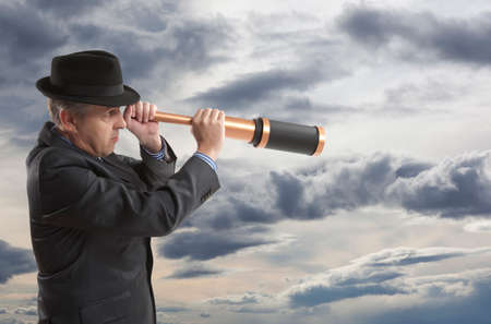 Concept of one businessman that look for the futureの写真素材