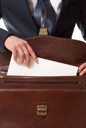 Lawyer in court documents from his briefcase getsの写真素材