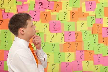 Brainstorming. Businessman solves complex problem