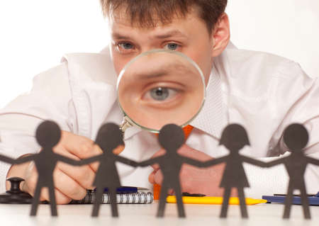 The boss looks at a group of people. Bureaucratの写真素材