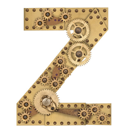 Steampunk mechanical metal alphabet letter Z. Photo compilationの写真素材