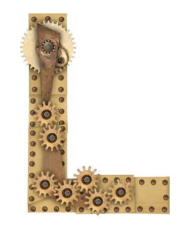 Steampunk mechanical metal alphabet letter L. Photo compilation Steampunk mechanical metal alphabet letter L. Photo compilation