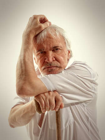 Portrait of a senior man thinking about somethingの写真素材