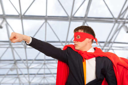 Businessman superhero in a red cloak. Business concept.の写真素材