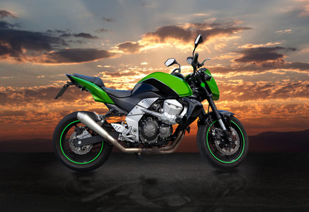 Motorcycle. Photo sport bike at sunset