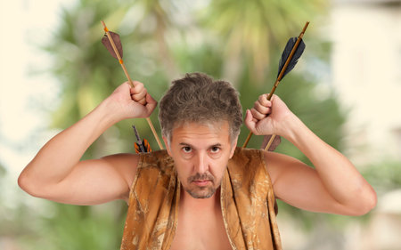 Men witch-hunter of arrows. Fantasy conceptの写真素材