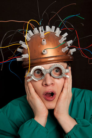 Crazy inventor helmet for brain research