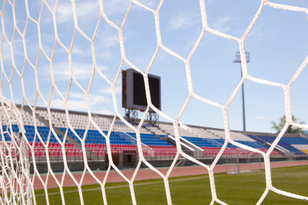 White soccer net at soccer stadium