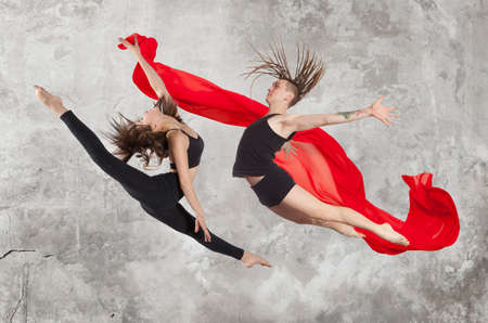 Young couple of modern ballet dancers - series of photosの写真素材