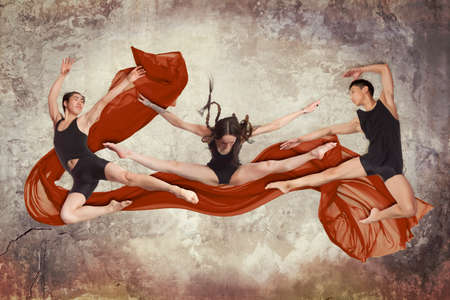 group of modern ballet dancersの写真素材