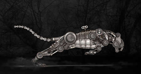 Steampunk style panther. Mechanical animal photo compilationの写真素材