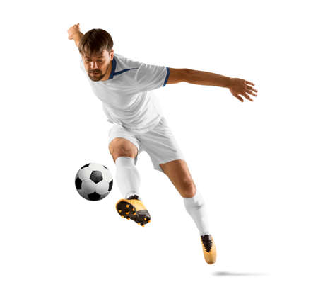 Soccer player in action on isolated on white background - Imageの写真素材