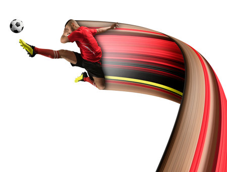 Professional soccer player in action. flyer. Concept of sport, basketball, competition. Pixel stretch effectの写真素材