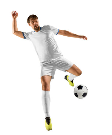 Soccer player in action on isolated on white background - Imageの写真素材