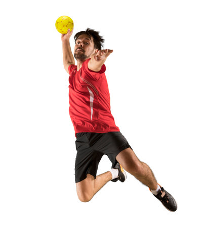 Handball player in action. Isolatedの写真素材