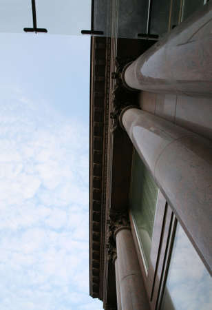 Columns and a glass canopy. Bank building.の写真素材