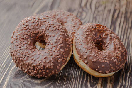 chocolate donut, traditional Polish donut, a donut for an old recipe, home donutの写真素材