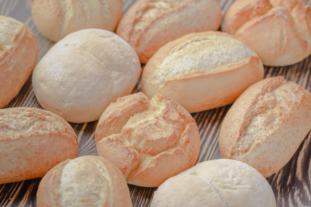 buns for the old Polish recipe, homemade buns on a wooden background
