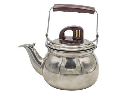 Teapot stainless steel strainer for tea leaves. Isolate on white background.の写真素材