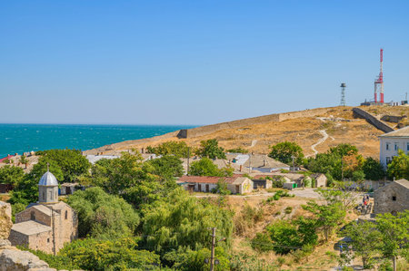 Feodosia, Crimea, Russia - September 11 2019 Old Genoese Fortress surrounding area.のeditorial素材