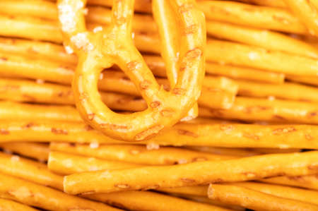 Bread sticks and bread figures with salt. Close-up Background imageの写真素材
