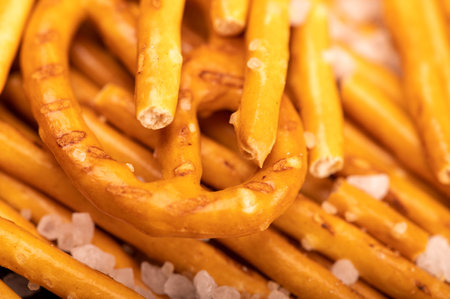 Bread sticks and bread figures with salt. Close-up Background imageの写真素材