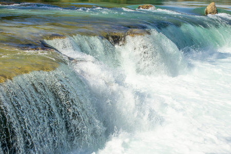 Waterfall "temple of the goddess" in city Manavgat, Turkey.の写真素材