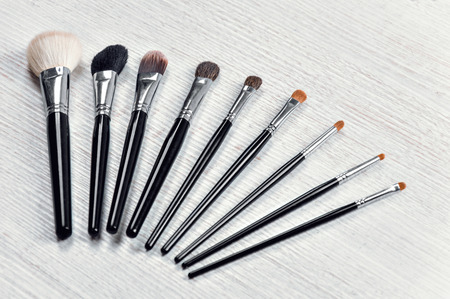 Set of professional brushes for make-up. Mixed mediaの写真素材