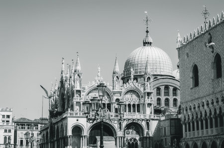 St. Mark's Square in Venice. View of the basilica. Mixed media