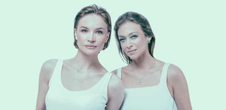 Portrait of two beautiful girls. Lesbian concept. High qualityの写真素材