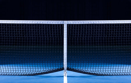 Image of a tennis court with a stretched net. Sports concept. Mixed mediaの写真素材