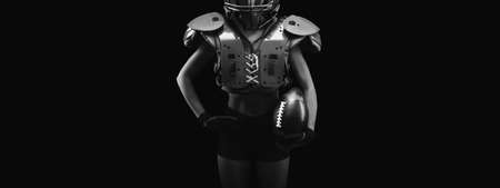 NO name portrait of a woman in shoulders pads. American football. Sports concept. Mixed mediaの写真素材