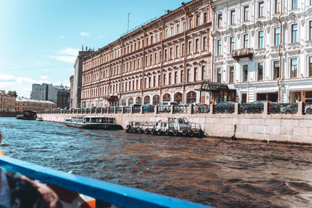 Saint Petersburg / Russia / 19.07.2021. View of the Moika River in St. Petersburg. Tourism conceptのeditorial素材