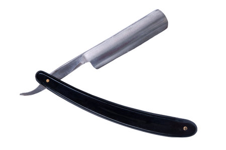 the old open sharp razor  on a white background.の写真素材