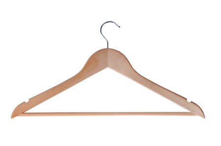 Wood hanger on the on a white background の写真素材