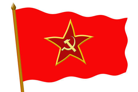 flag red star sickle and hammerの写真素材