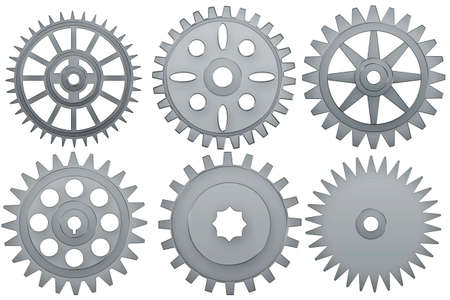 Set of steel   cogwheels on a white background.の写真素材