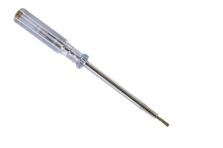 A screwdriver used for testing electricity isolated on a white background