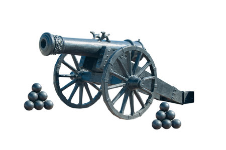 Old ship gun isolated on a white