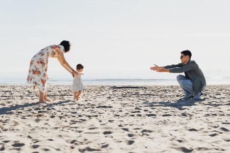 Joyful Family Beach Playtime sun