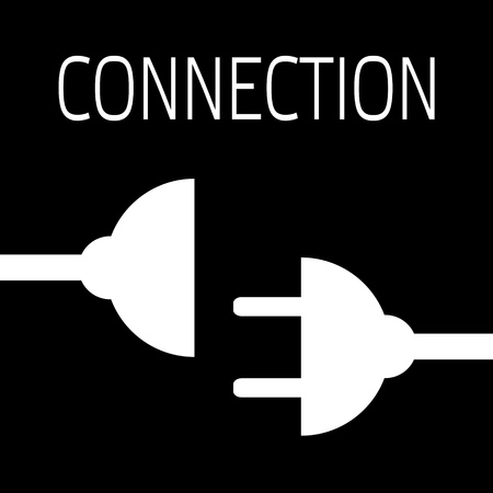 Concept connection or disconnection electricity. White power plug on black background.のイラスト素材