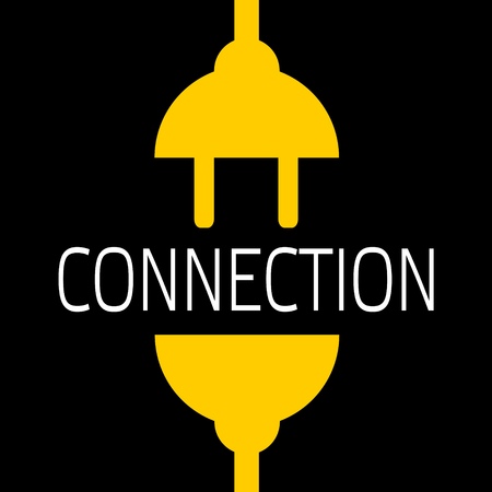 Concept connection or disconnection electricity. Yellow power plug on black background.のイラスト素材