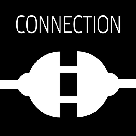 Concept connection or disconnection electricity. White power plug on black background.のイラスト素材