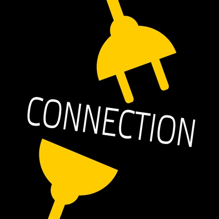 Concept connection or disconnection electricity. Yellow power plug on black background.のイラスト素材